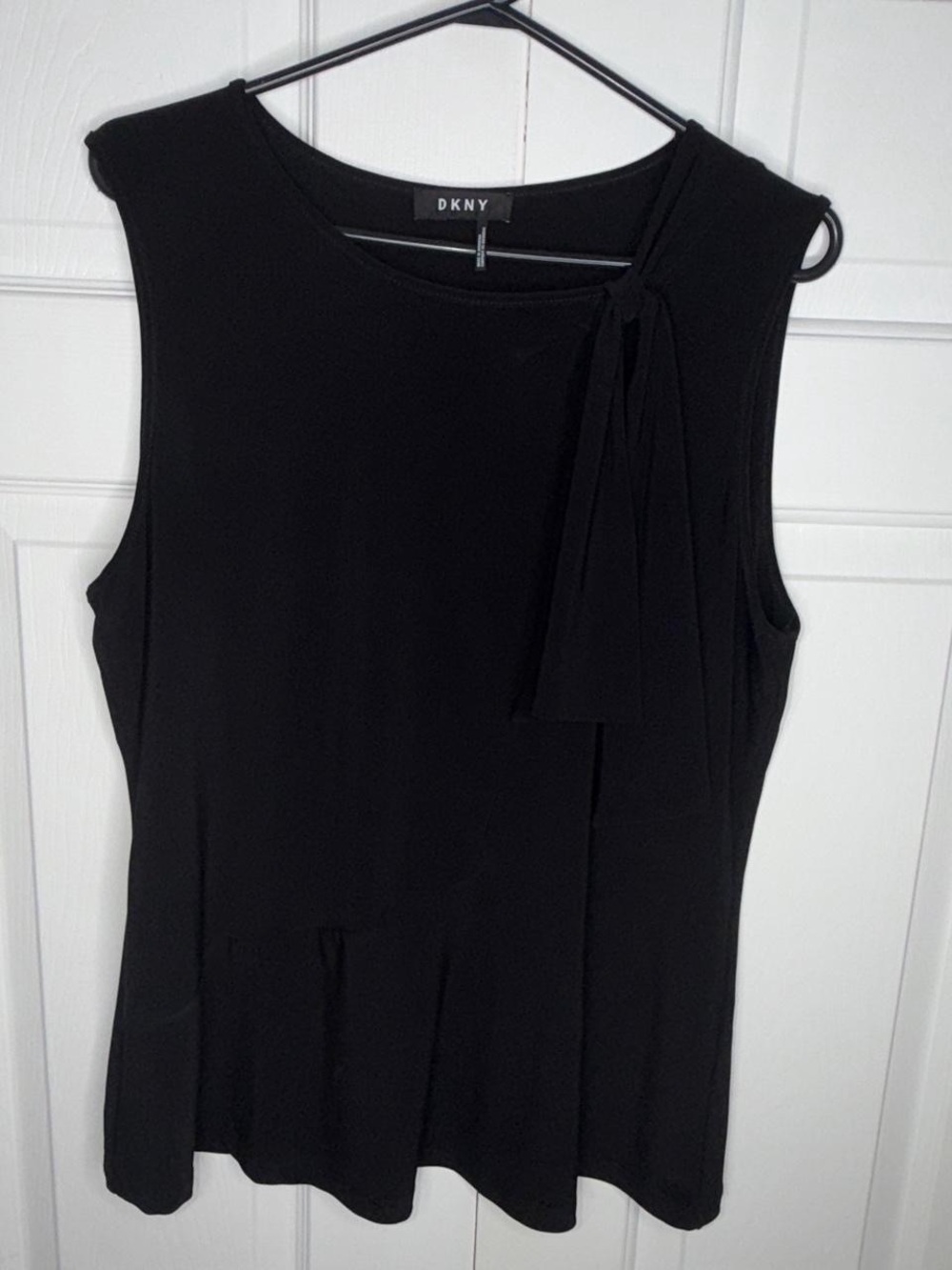 DKNY Black Sleeveless Tie-Neck Dress